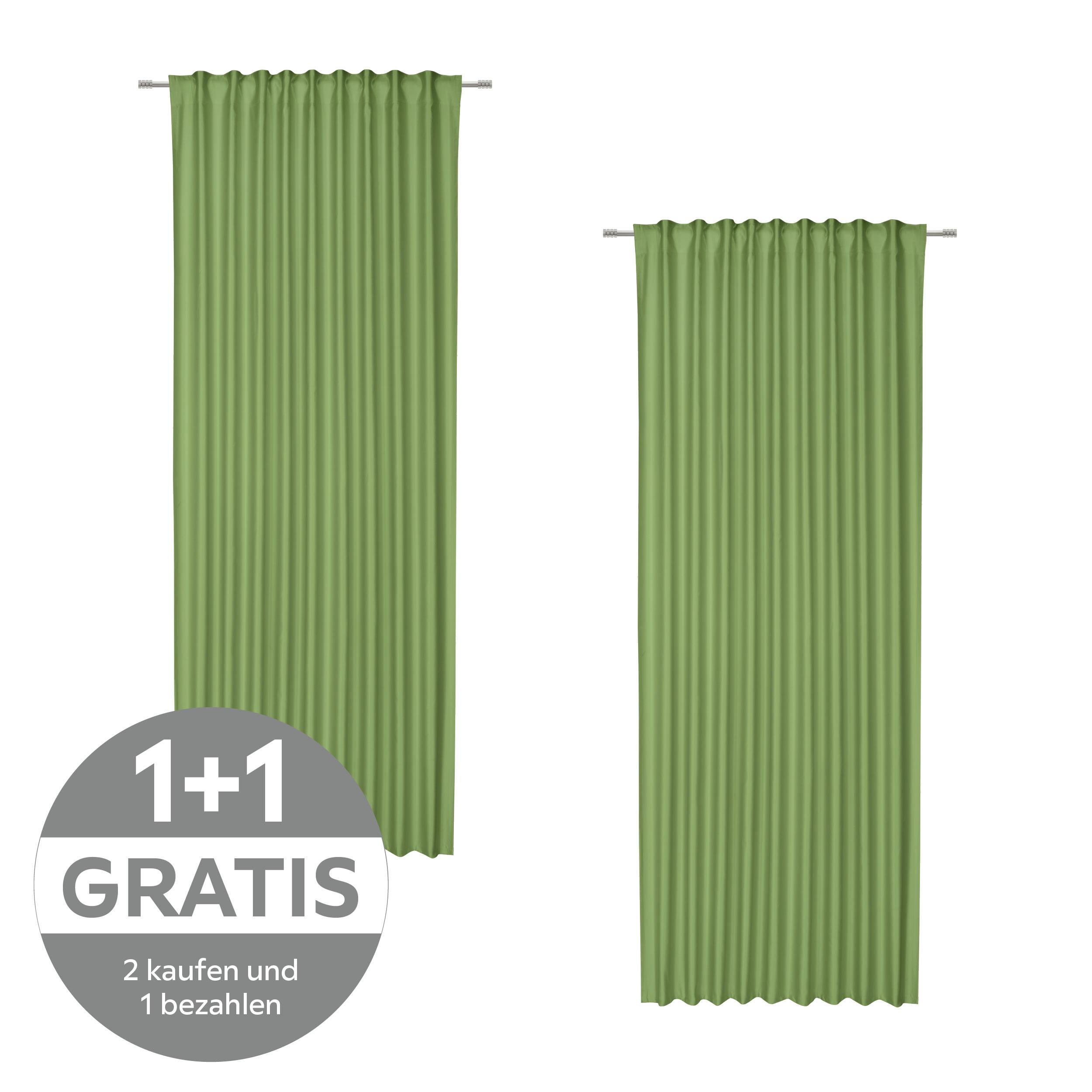 FERTIGVORHANG ROSWITA - Grün, KONVENTIONELL, Textil (135/245cm) - Ondega