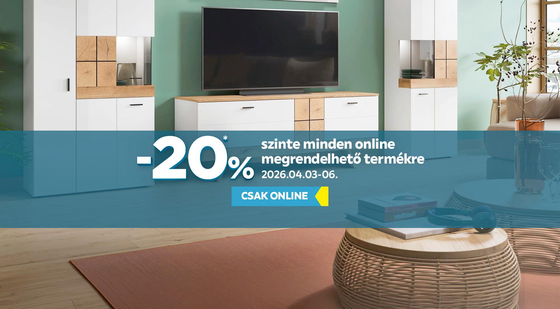 -20%* szinte minden online megrendelhető termékre 2026.04.03. és 2026.04.06. között csak az online shopban!