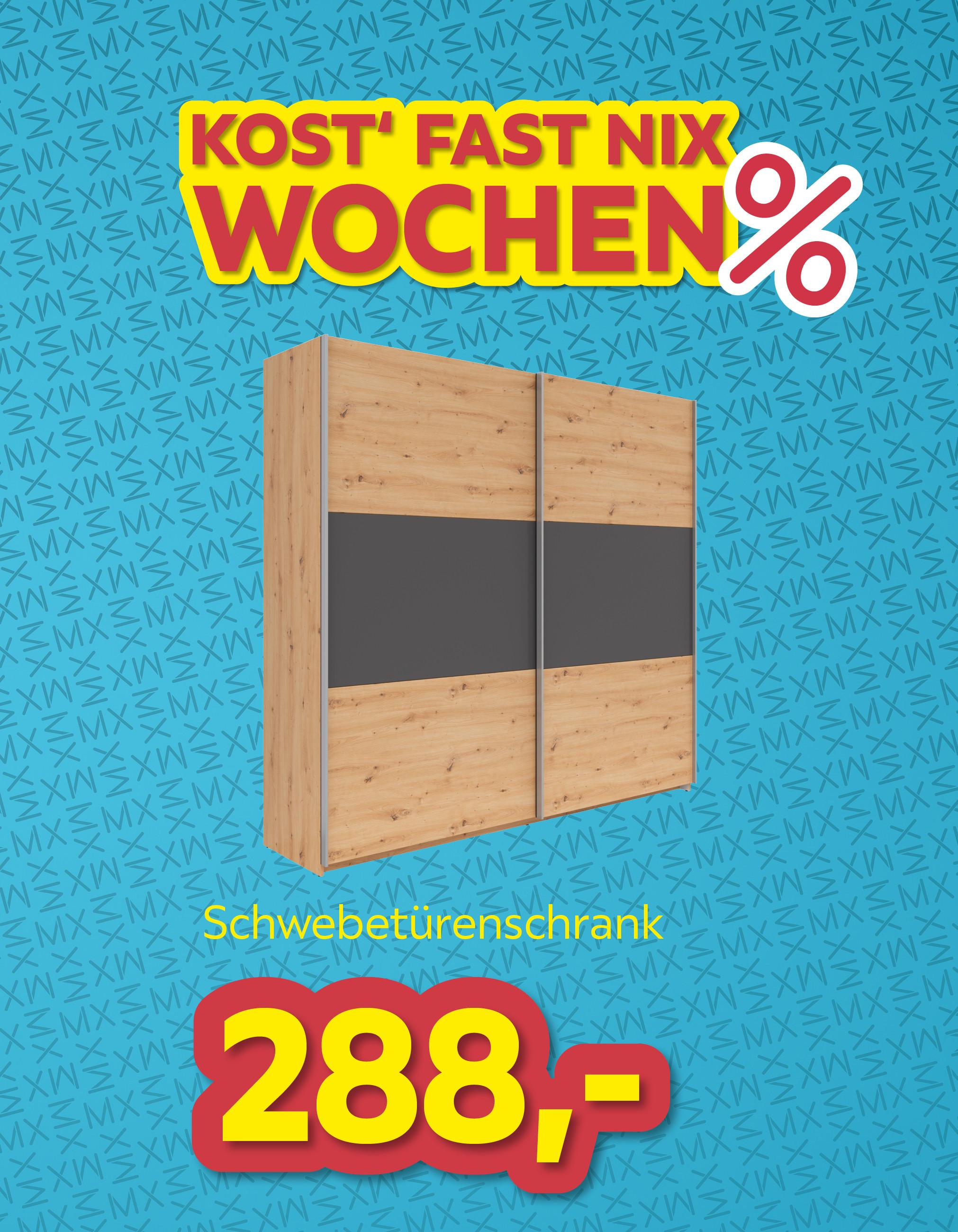 Kost fast nix Wochen Schwebetürenschrank um € 288,-