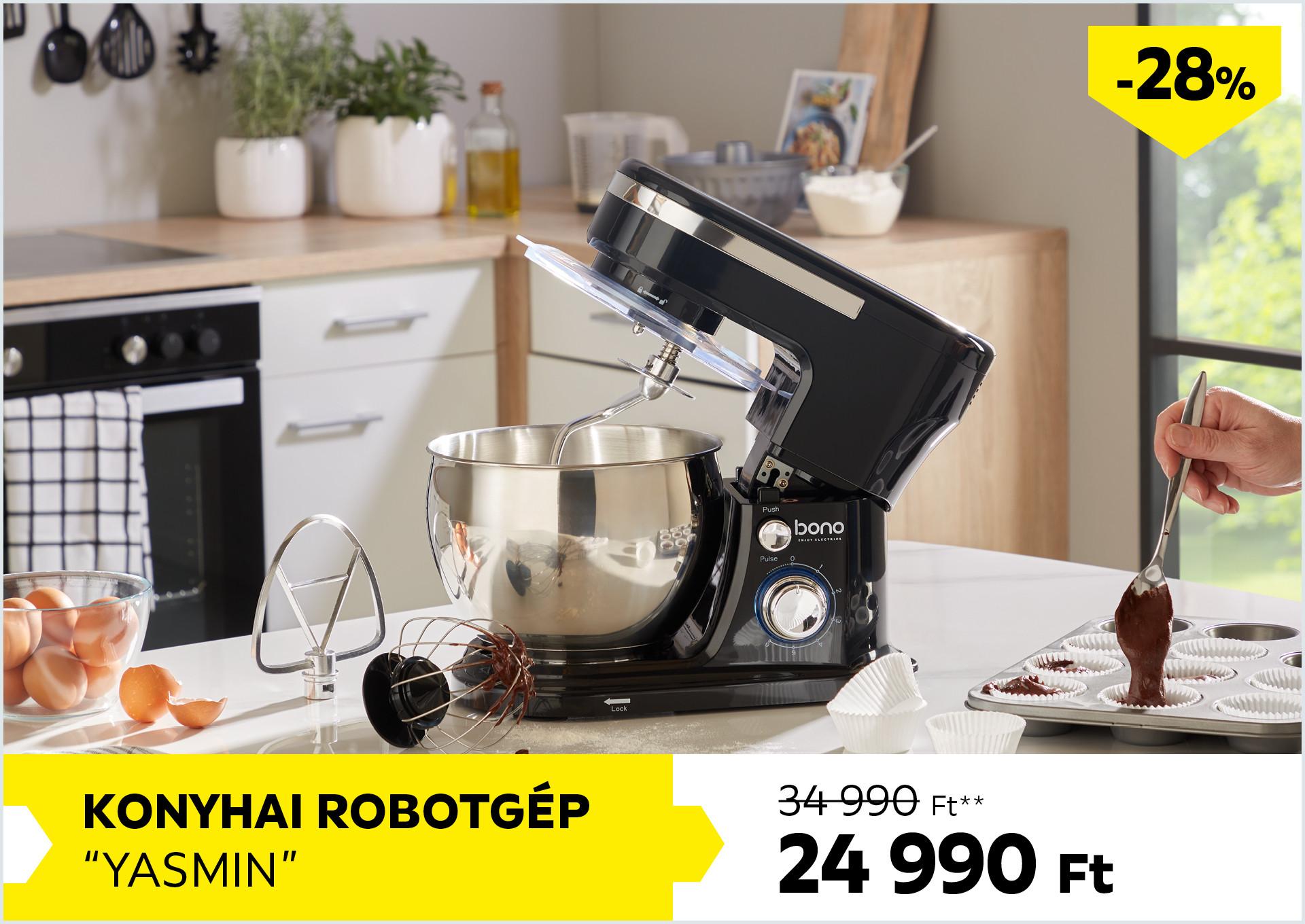 Konyhai robotgép YASMIN 34990Forint helyett 24990Forint kedvezmény mértéke 28%