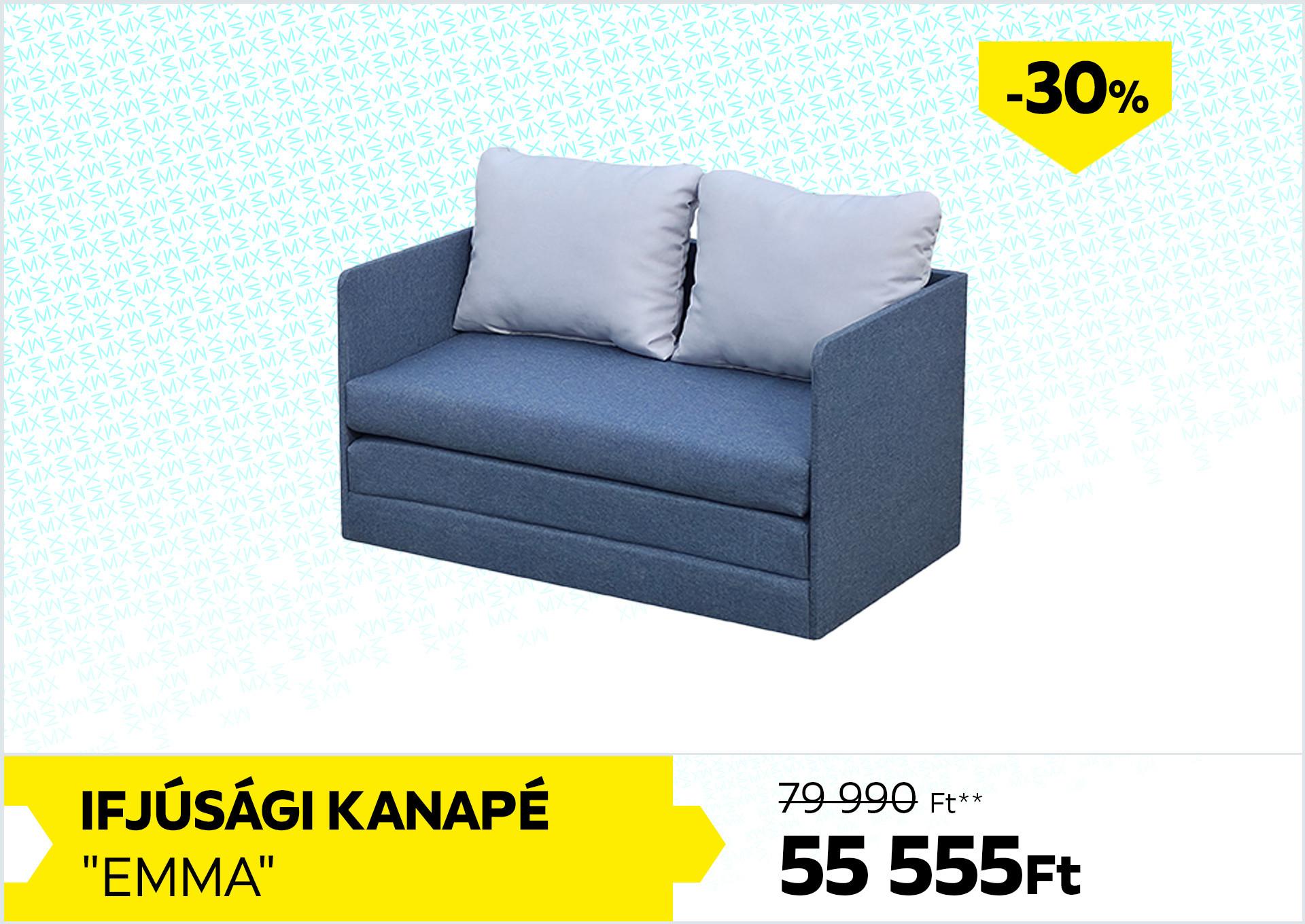 Ifjúsági kanapé Emma 79990Forint helyett 55555Forint kedvezmény mértéke 30%