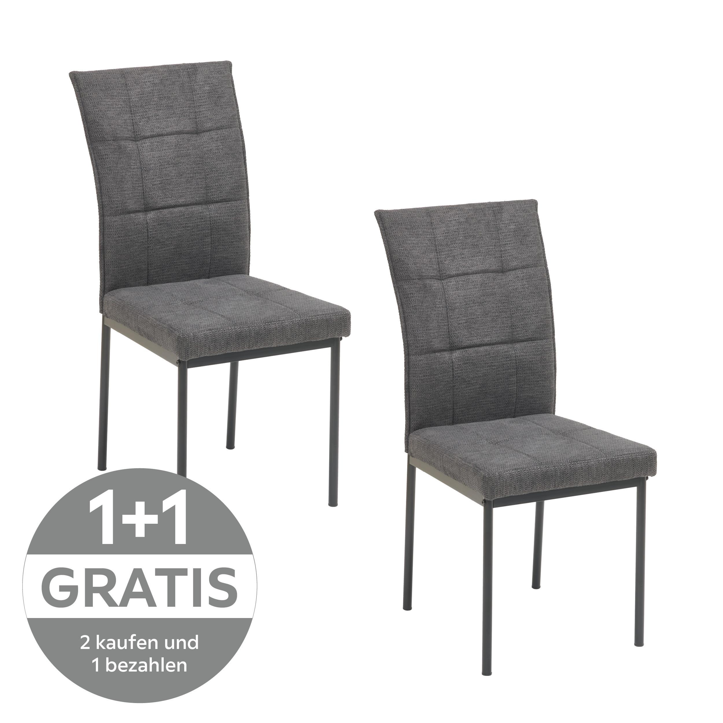 Polsterstuhl Finn Anthrazit - Anthrazit/Schwarz, KONVENTIONELL, Textil/Metall (44/96/61cm) - MID.YOU