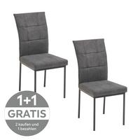 Polsterstuhl Finn anthrazit - Anthrazit/Schwarz, KONVENTIONELL, Textil/Metall (44/96/61cm) - MID.YOU