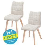 Stuhl Colin - Eichefarben/Beige, LIFESTYLE, Holz/Textil (45/88/62cm) - Livetastic