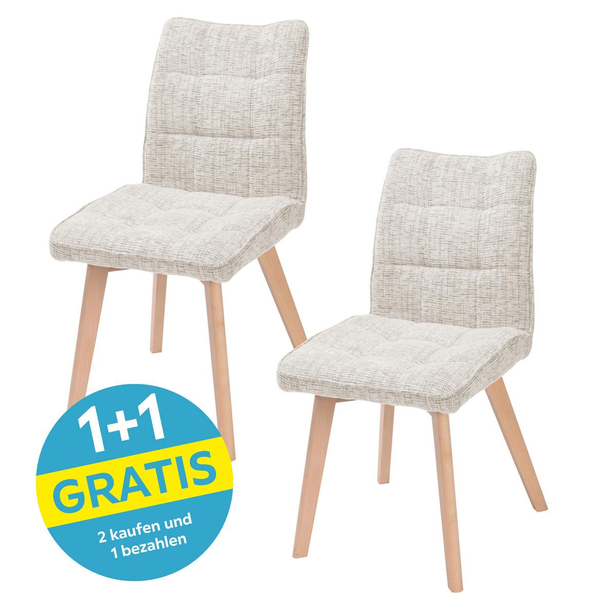 Stuhl Colin - Eichefarben/Beige, LIFESTYLE, Holz/Textil (45/88/62cm) - Livetastic