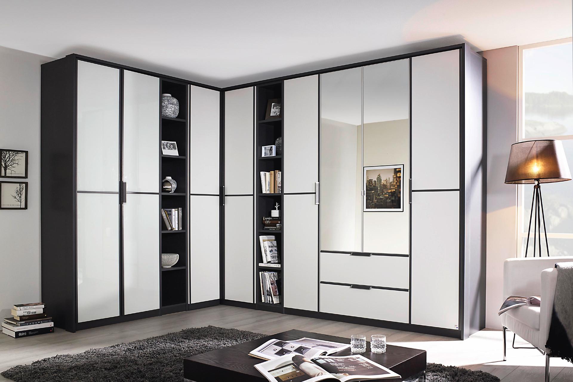 günstiger Eckschrank in schwarz-weiß