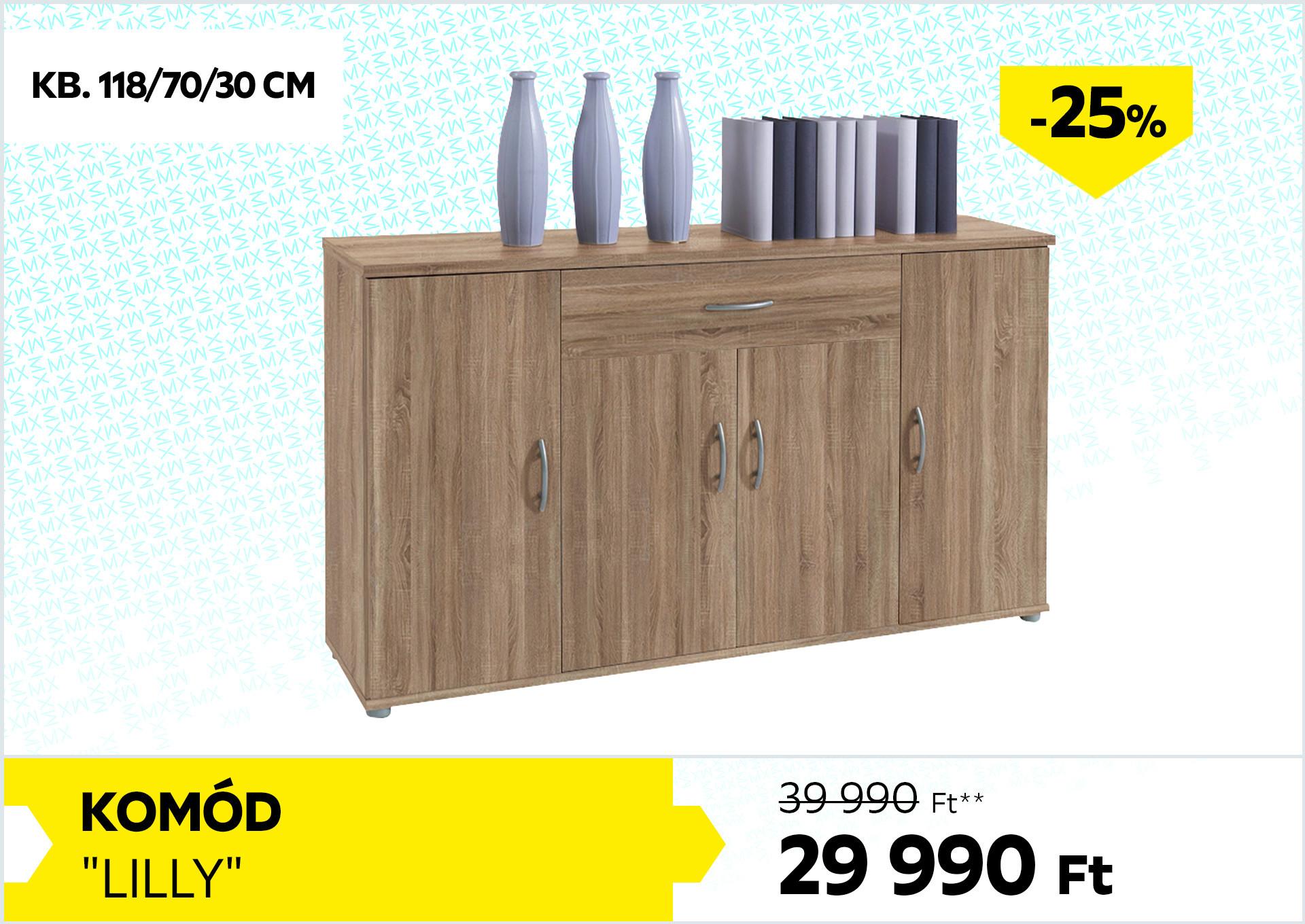 Komód Lilly 39990Forint helyett 29990Forint kedvezmény mértéke 25%