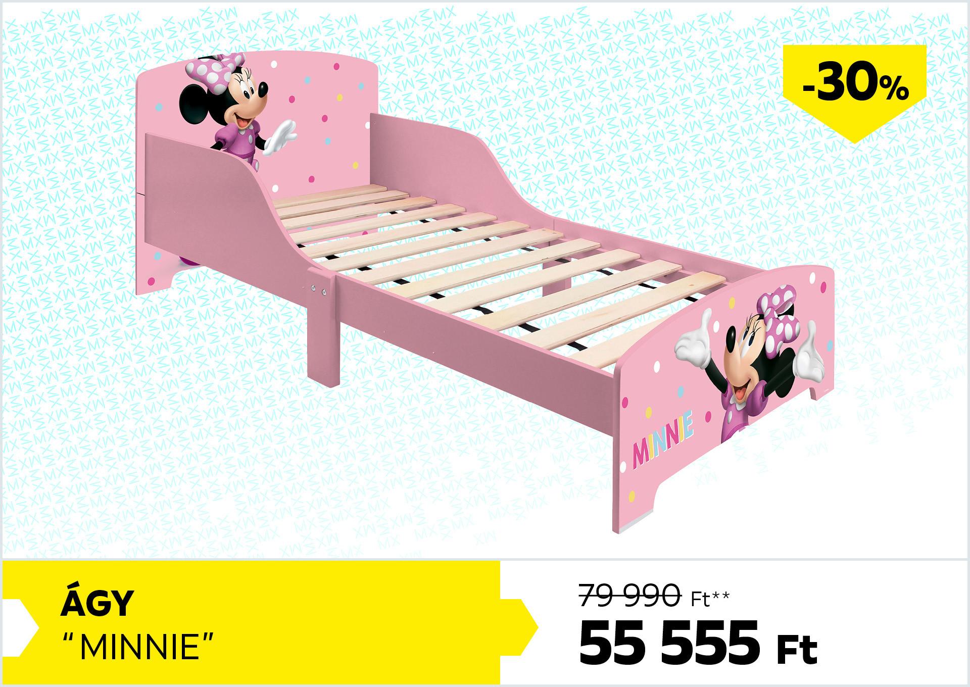 Ágy Minnie 79990Forint helyett 55555Forint kedvezmény mértéke 30%