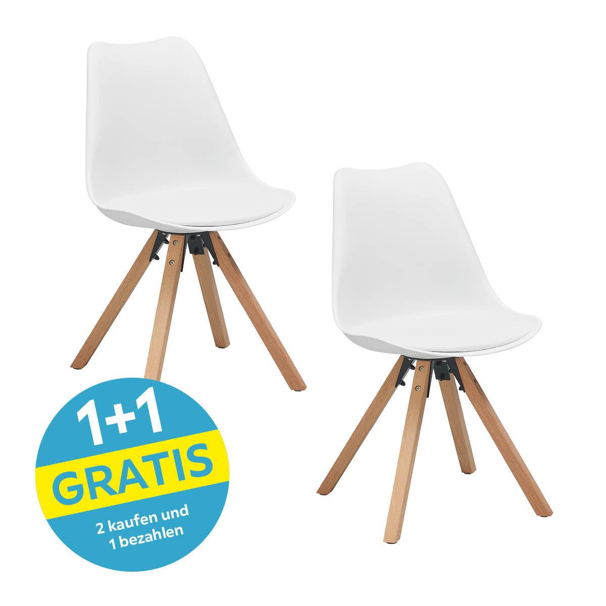 Schalenstuhl Vilnius Weiß - Weiß/Naturfarben, LIFESTYLE, Holz/Kunststoff (48,5/84/55cm) - MID.YOU