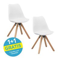 Schalenstuhl Vilnius Weiß - Weiß/Naturfarben, LIFESTYLE, Holz/Kunststoff (48,5/84/55cm) - MID.YOU