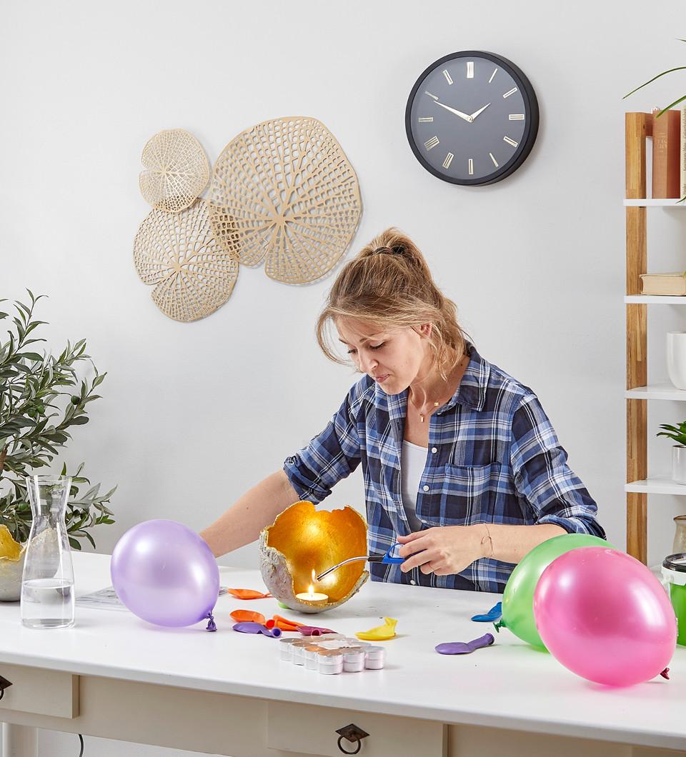 DIY dekoratívne záhradné osvetlenie z betónu, postup 9
