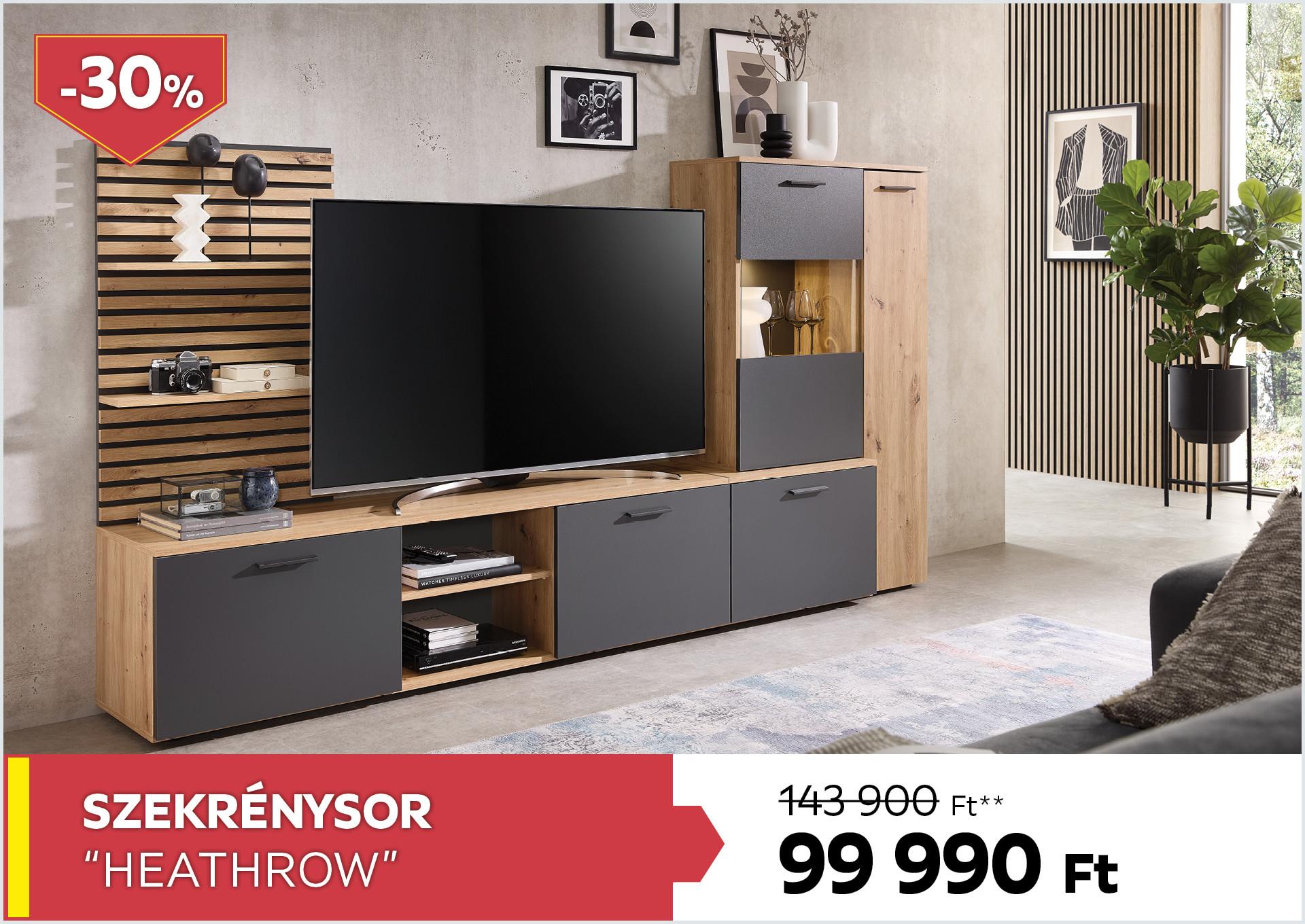 Szekrénysor Heathrow 143900Forint helyett 99990Forint kedvezmény mértéke 30%