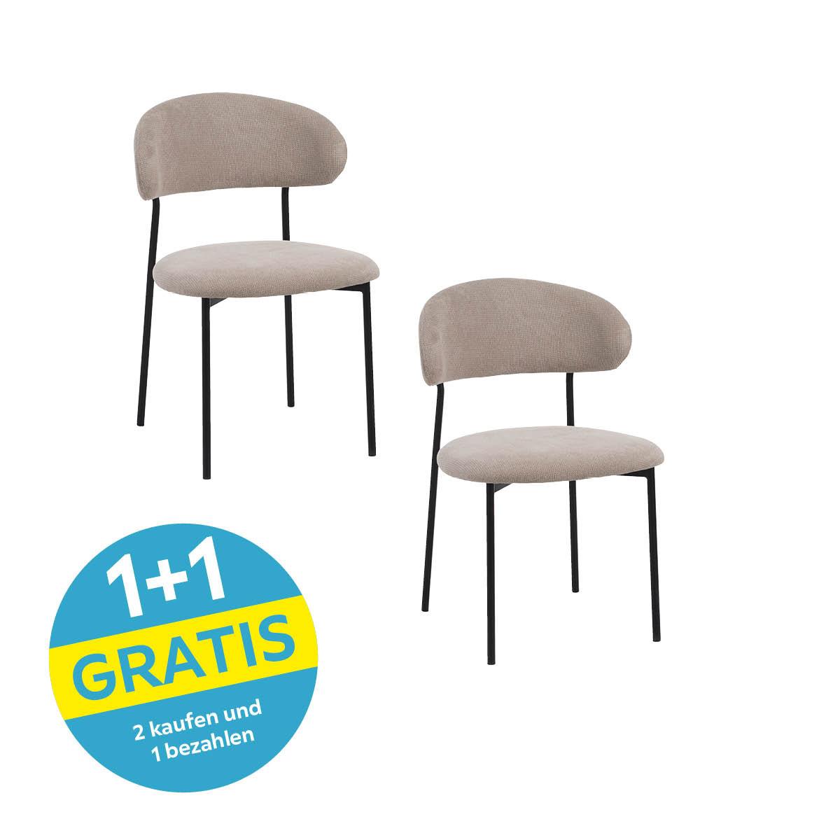 Vierfußstuhl Fenja Webstoff Beige, B: 53 Cm - Beige/Schwarz, KONVENTIONELL, Textil/Metall (53/80/57cm) - MID.YOU