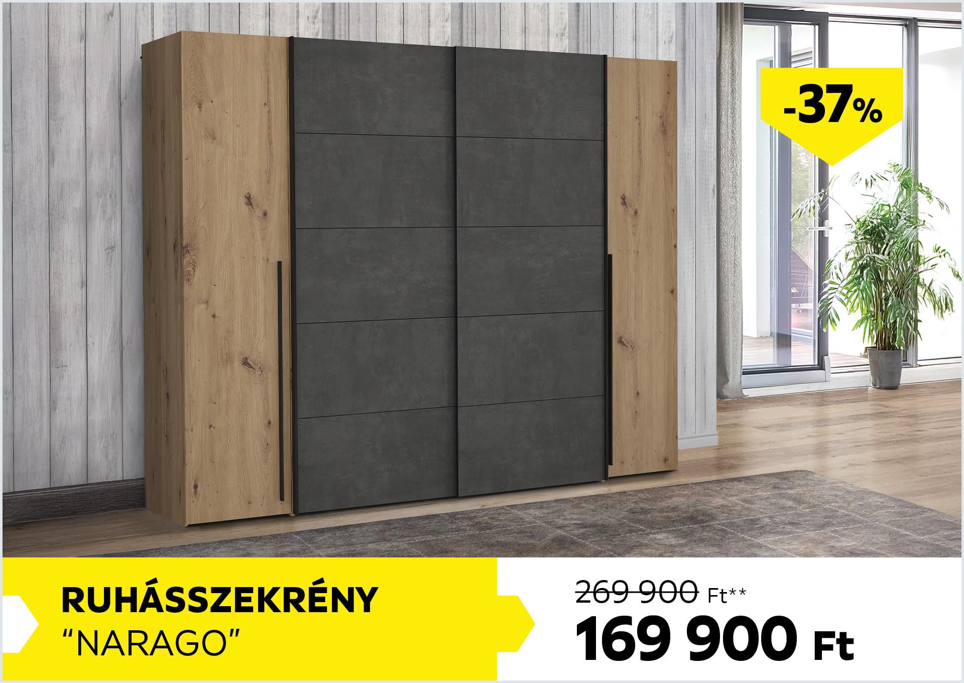 Ruhásszekrény Narago 269900Forint helyett 169900Forint kedvezmény mértéke 37%