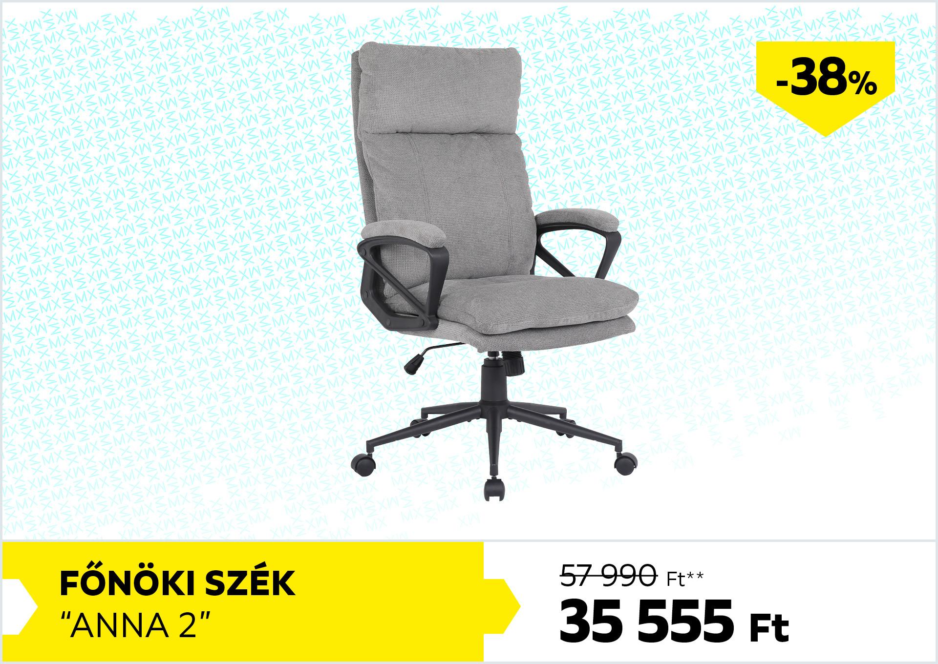 Főnöki szék Anna 2 57990Forint helyett 35555Forint kedvezmény mértéke 38%