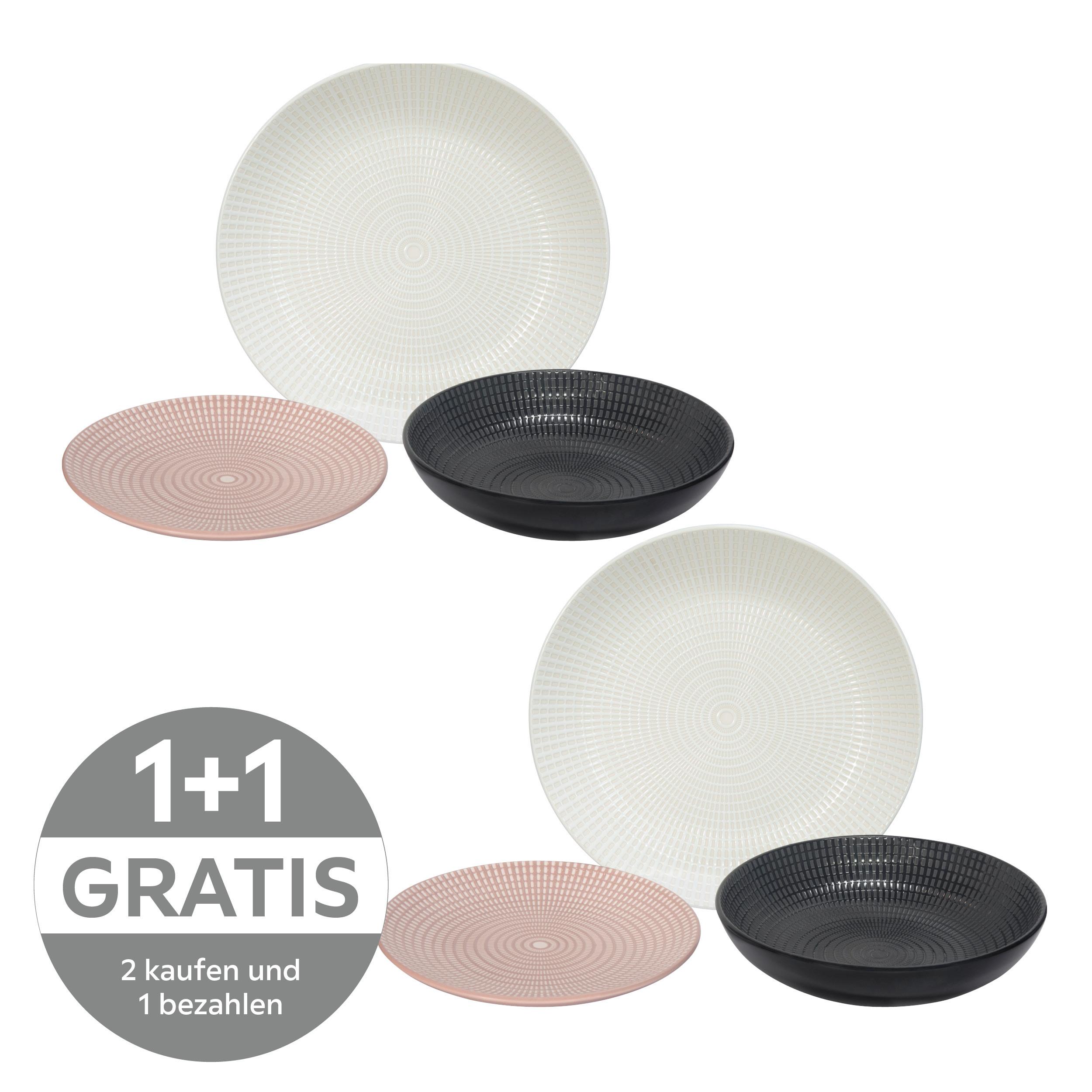 TAFELSERVICE LISBOA - Pink/Schwarz, MODERN, Keramik - James Wood