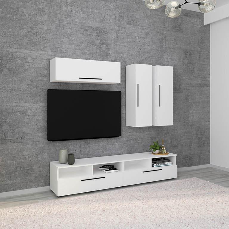 biela obývacia stena do malej obývačky