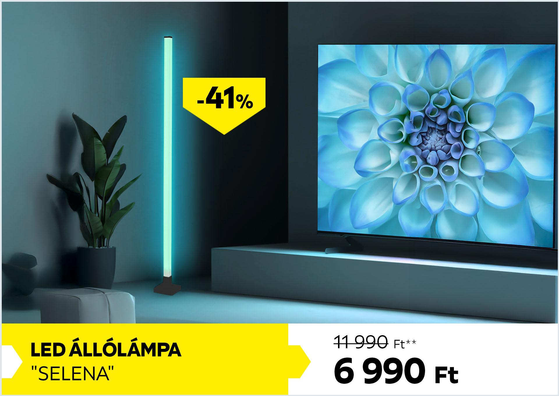 LED állólámpa SELENA 11990Forint helyett 6990Forint kedvezmény mértéke 41%
