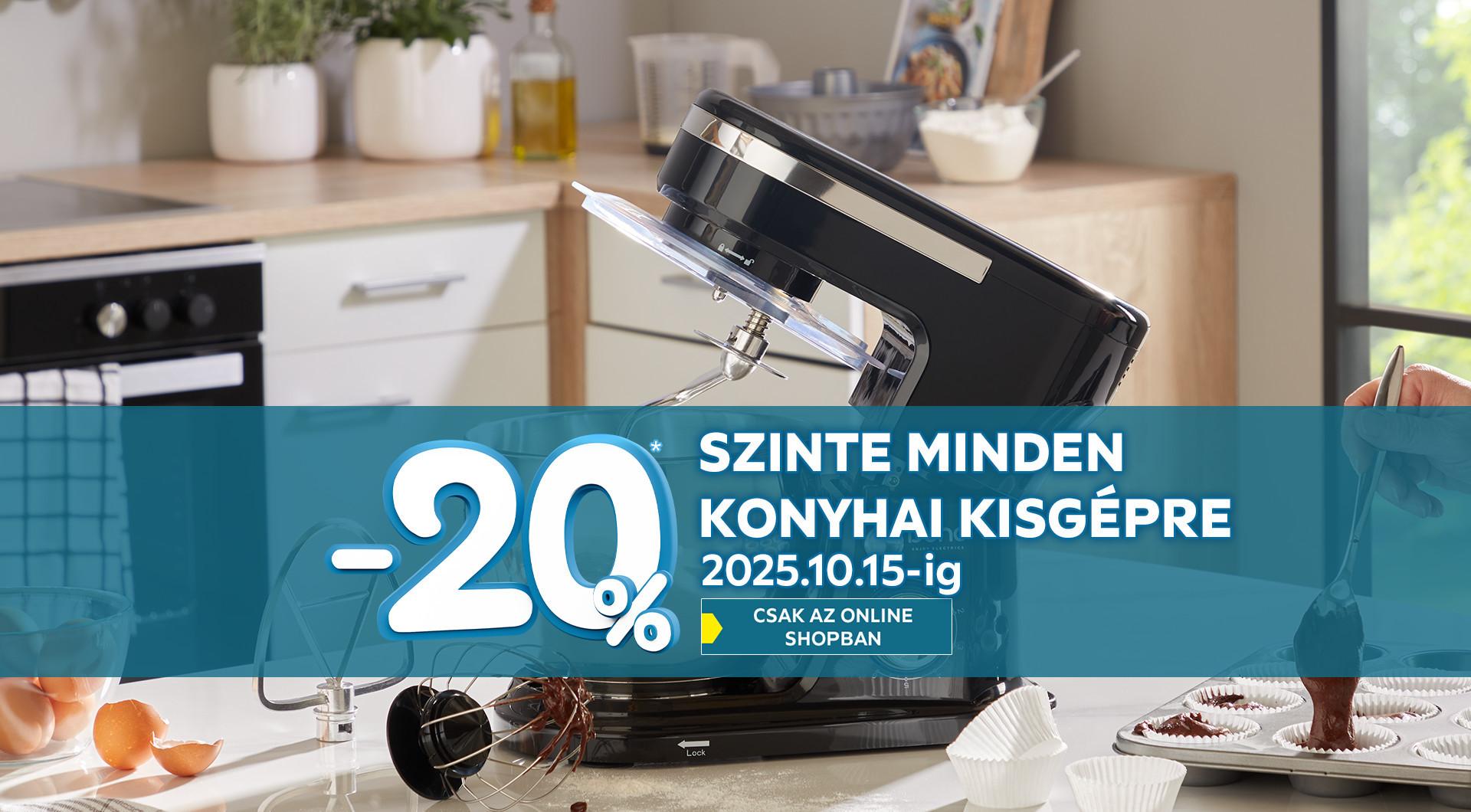 -20%* szinte minden konyhai kisgépre 2025.10.15-ig csak az online shopban