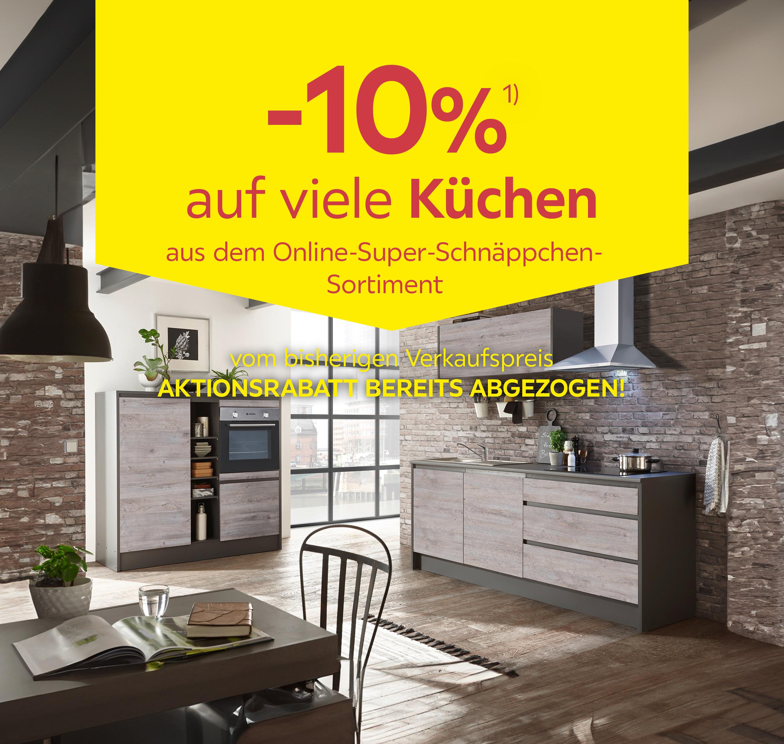 -10% auf viele Küchen aus dem Online-Super-Schnäppchen-Sortiment