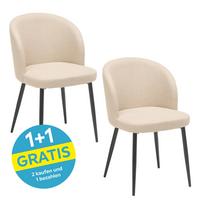 Vierfußstuhl Flo Webstoff Beige, B: 49 cm - Beige/Schwarz, KONVENTIONELL, Textil/Metall (49/78/58cm) - MID.YOU