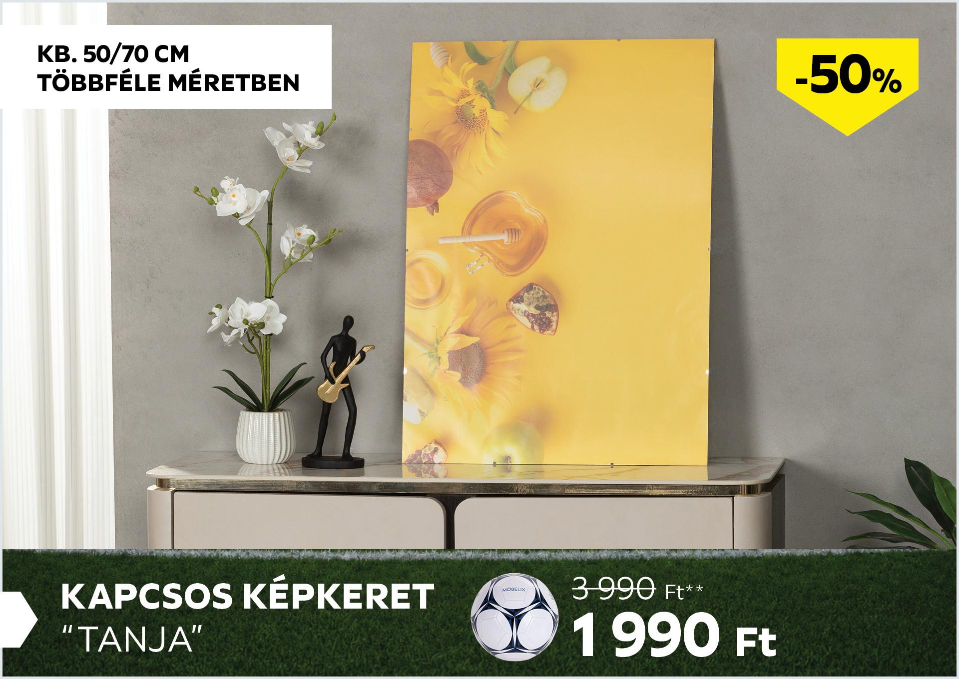Kapcsos képkeret  kb. 50/70cm TANJA  3990Forint helyett 1990Forint kedvezmény mértéke 50%