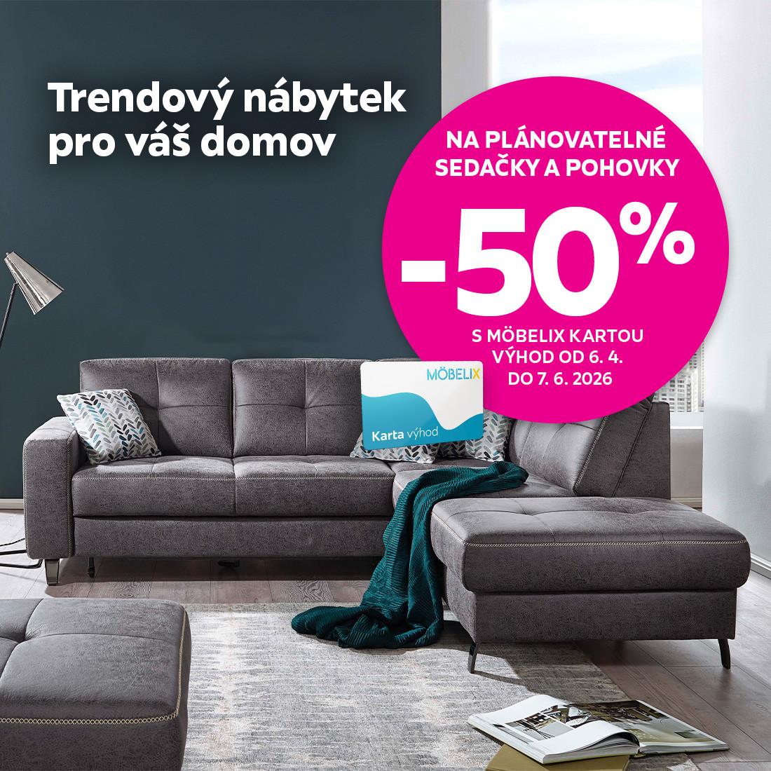 -50% na planovatelne sedačky a pohovky