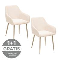 Armlehnstuhl Cora Webstoff Beige gepolstert - Beige, KONVENTIONELL, Textil/Metall (56/81/61cm) - Livetastic