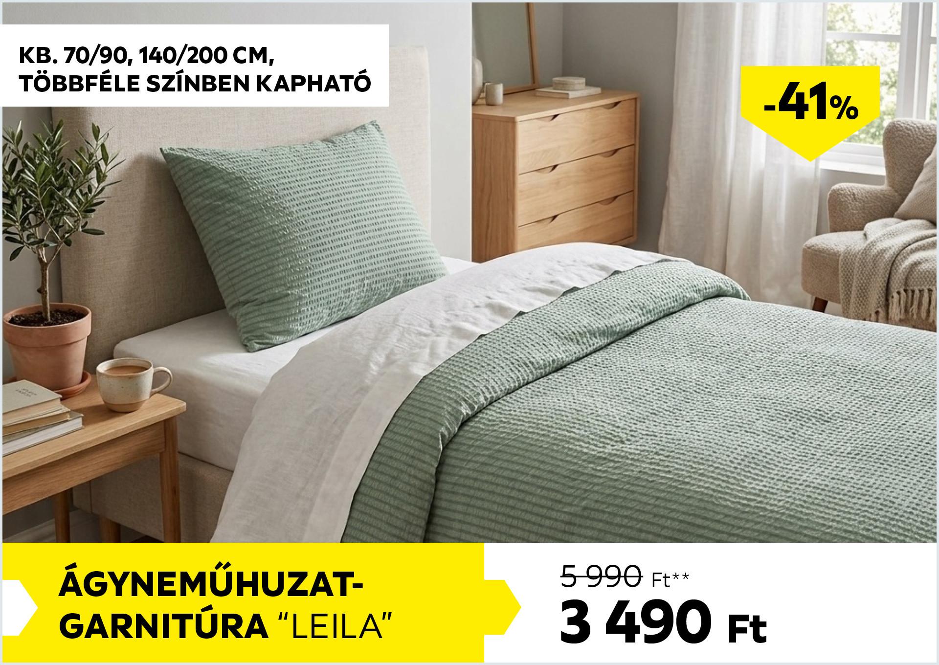 Ágyneműhuzat-garnitúra kb. 70/90, 140/200cm LEILA 5990Forint helyett 3490Forint kedvezmény mértéke 41%
