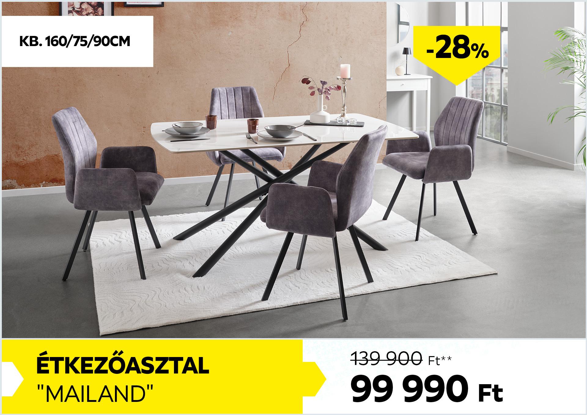 ÉTKEZŐASZTAL MAILAND 139900Forint helyett 99990Forint kedvezmény mértéke 28%