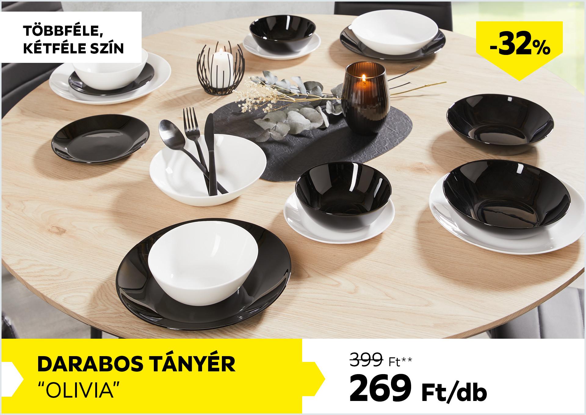 Darabos tányér OLIVIA 399Forint helyett 269Forint kedvezmény mértéke 32%
