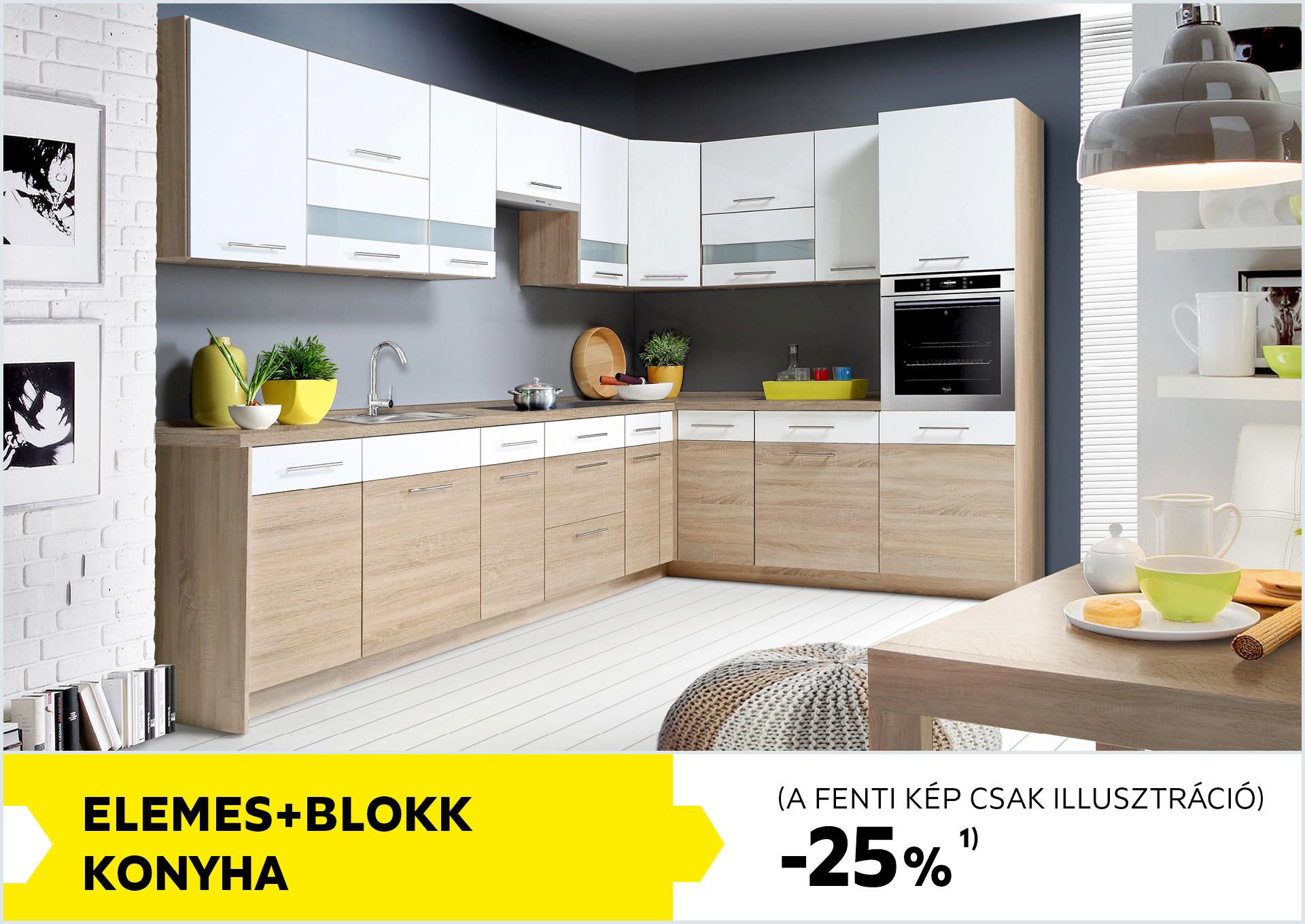 Elemes konyha és konyhablokk akció, kedvezmény mértéke 25% 1)