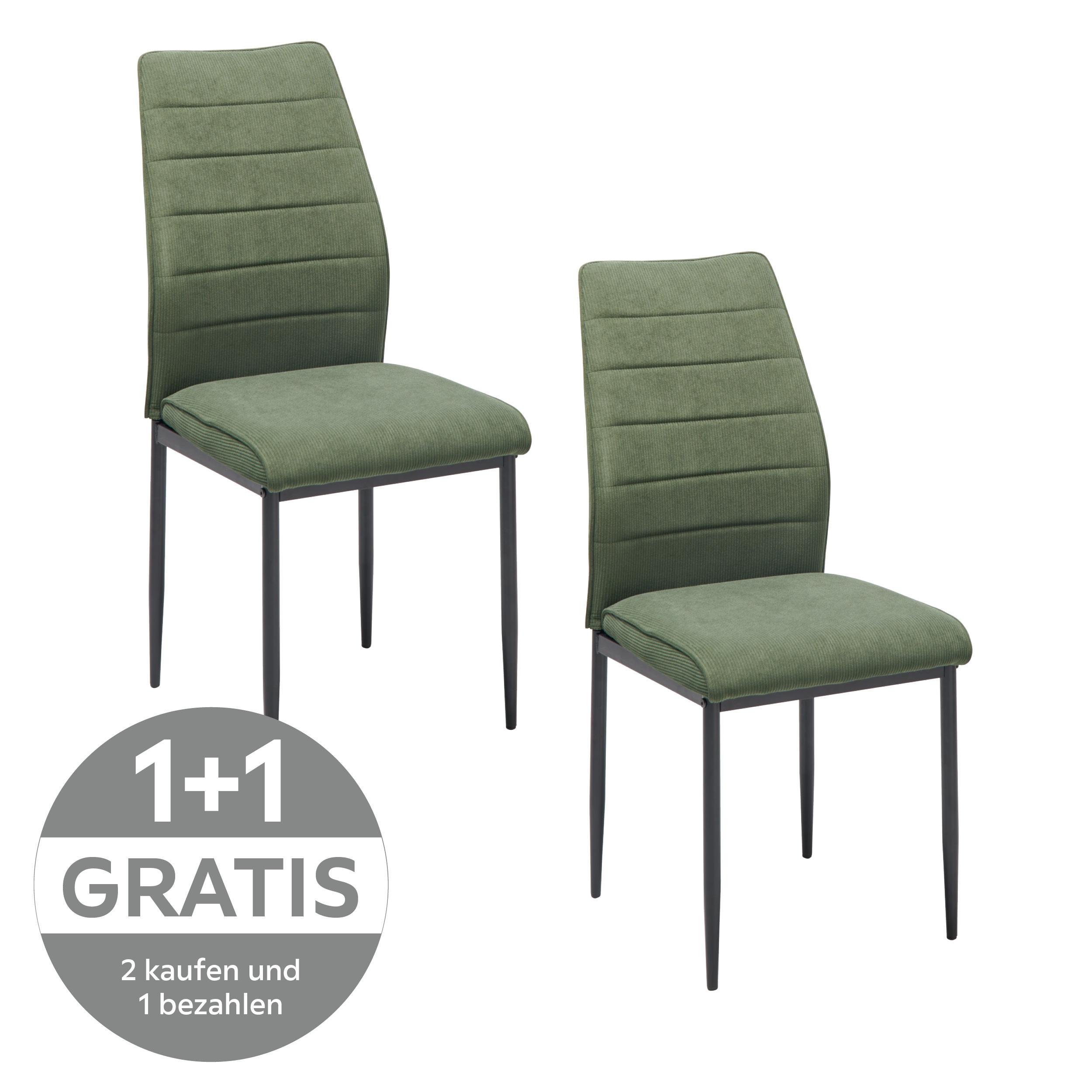 Stuhl Ratford - Schwarz/Grün, LIFESTYLE, Textil/Metall (44/96/58cm) - Livetastic