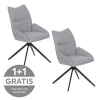 Armlehnstuhl Elina Leinenoptik hellgrau B: 51 cm - Hellgrau/Schwarz, Trend, Textil/Metall (51/90/62cm)