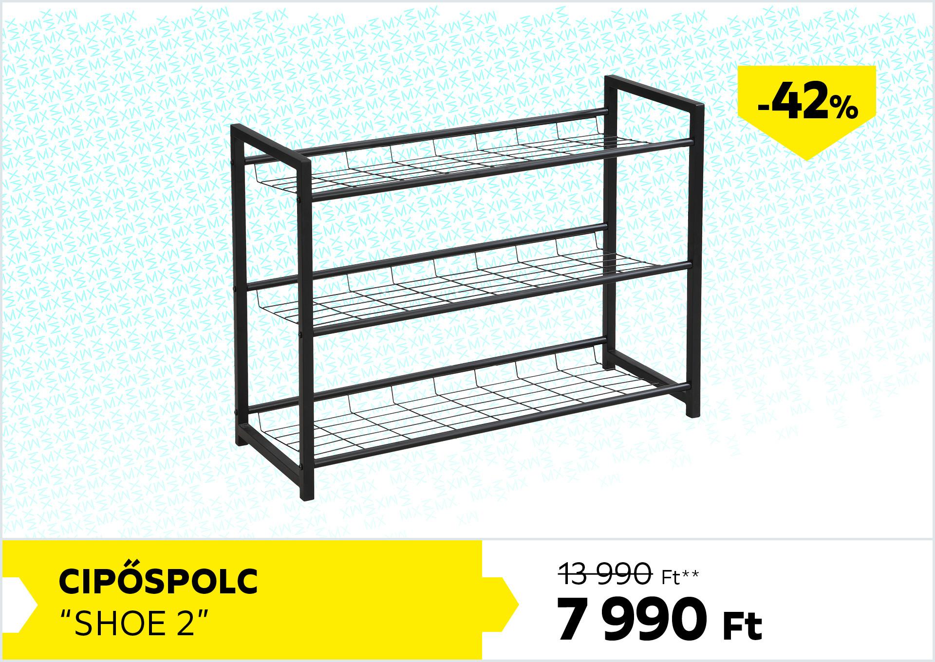 Cipőspolc Shoe 2 13990Forint helyett 7990Forint kedvezmény mértéke 42%