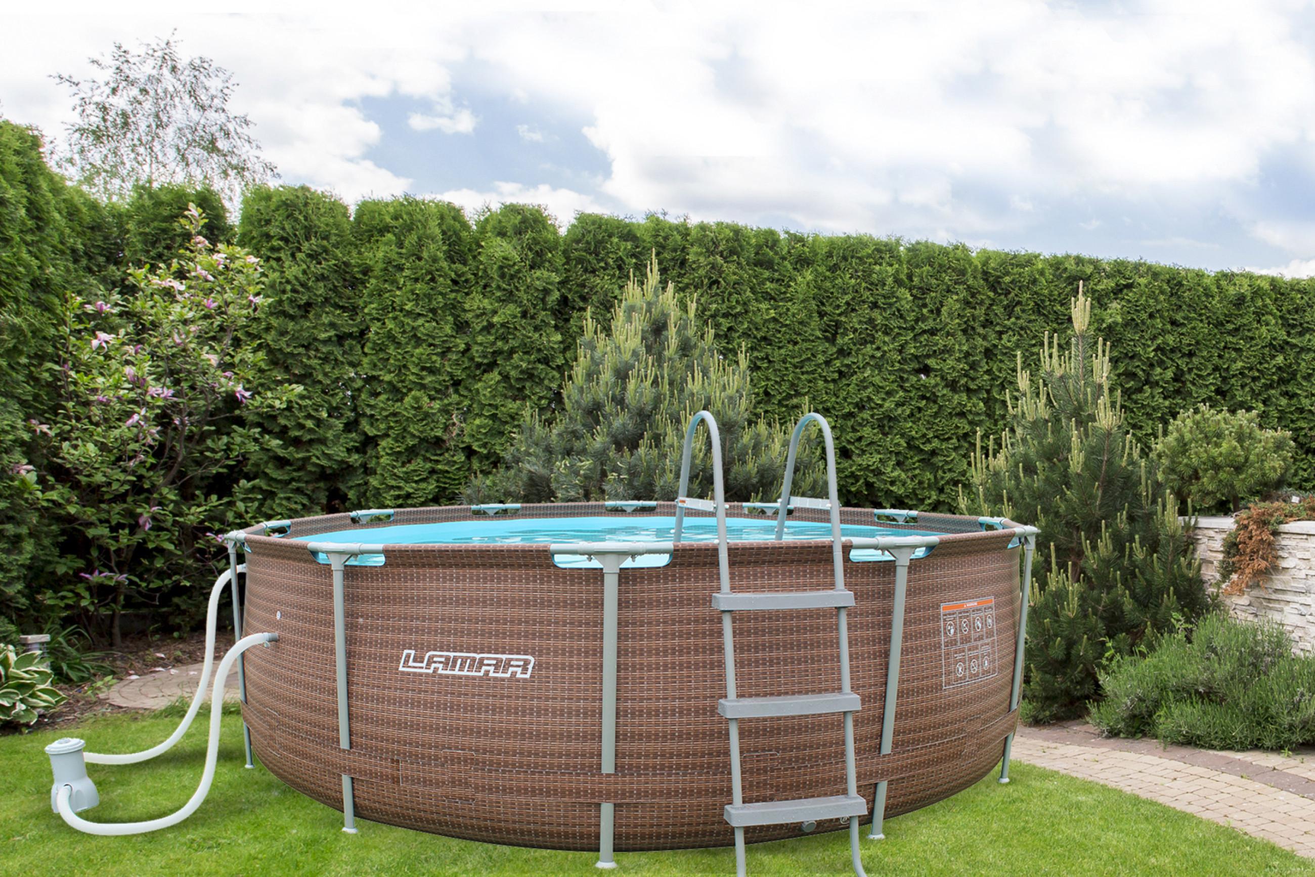 Aufstellpool-Set mit Leiter, Pumpe und Abdeckung