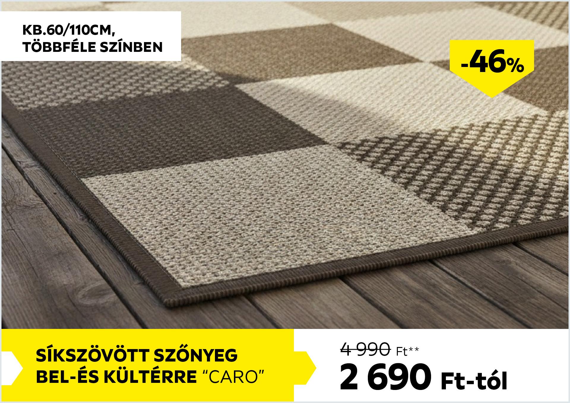 Síkszövött szőnyeg bel-és kültérre kb.60/110cm CARO 4990Forint helyett 2690Forint kedvezmény mértéke 46%