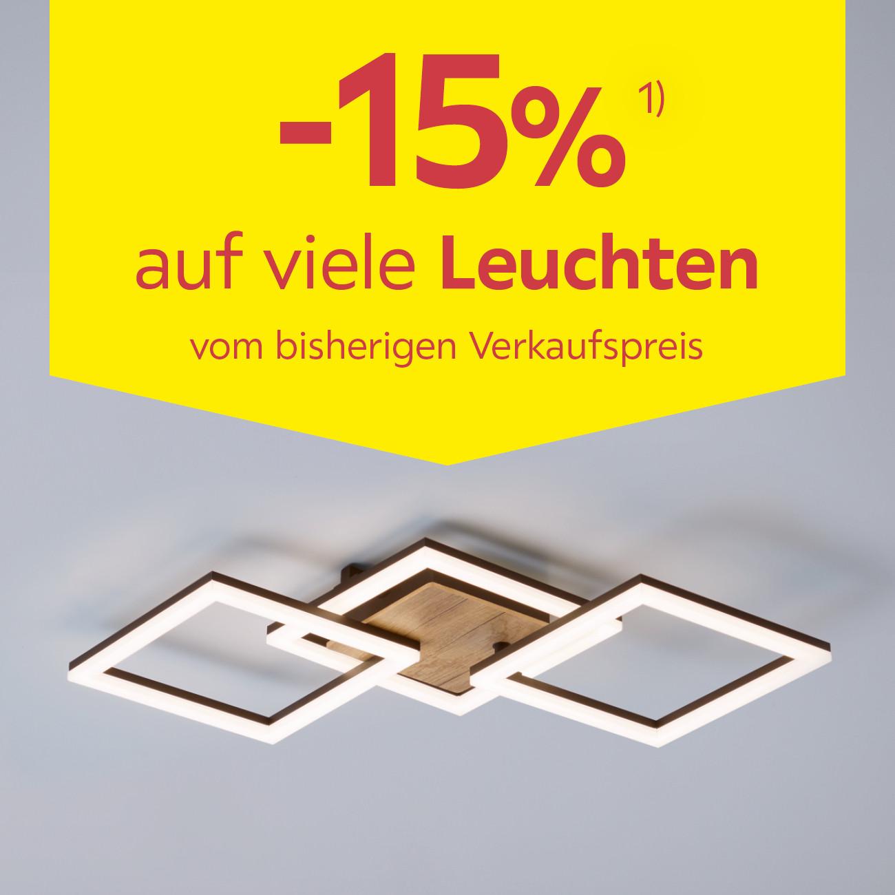 -15% auf viele Leuchten vom bisherigen Verkaufspreis
