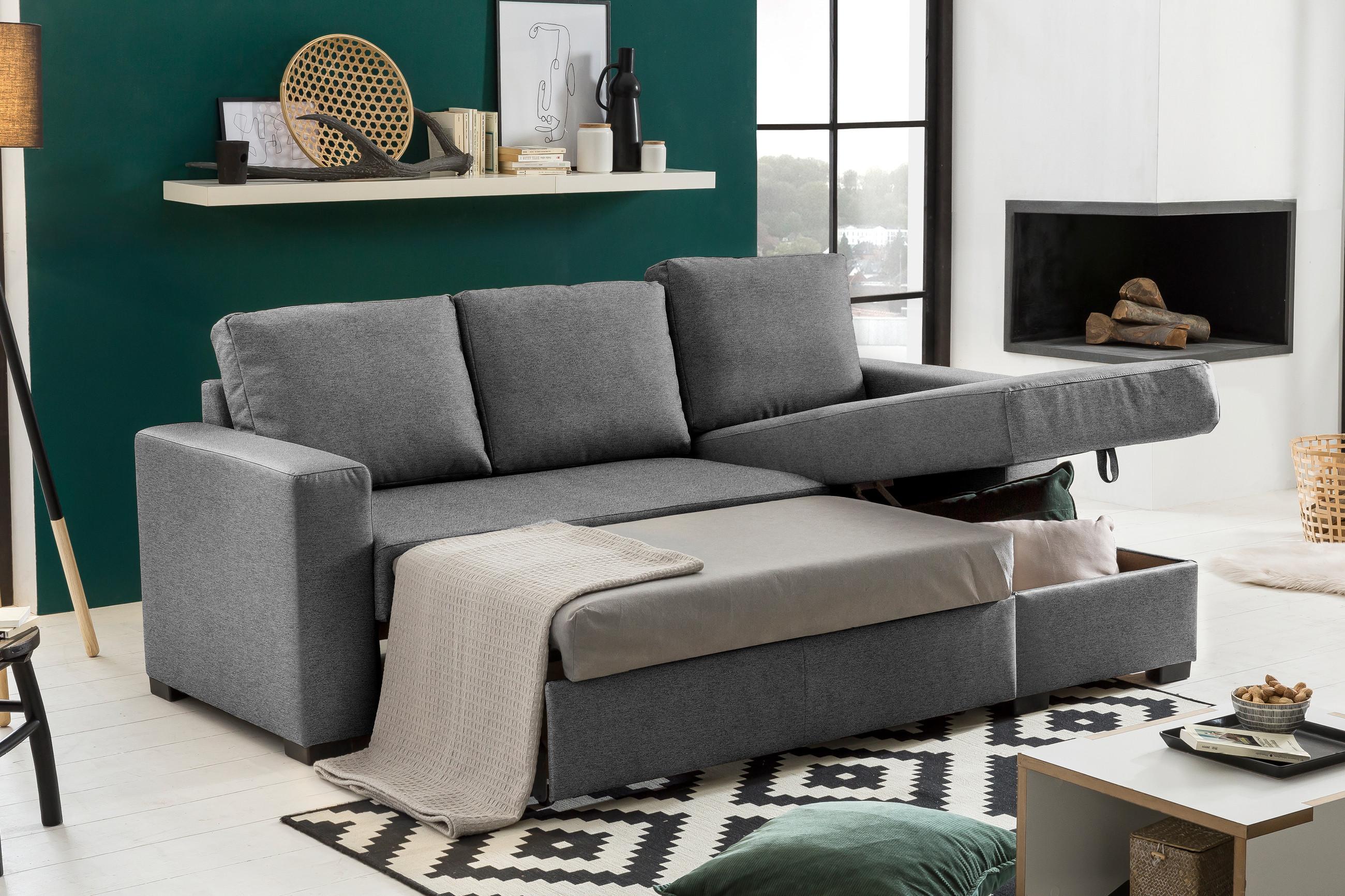 Ecksofa mit Schlaffunktion und Stauraum