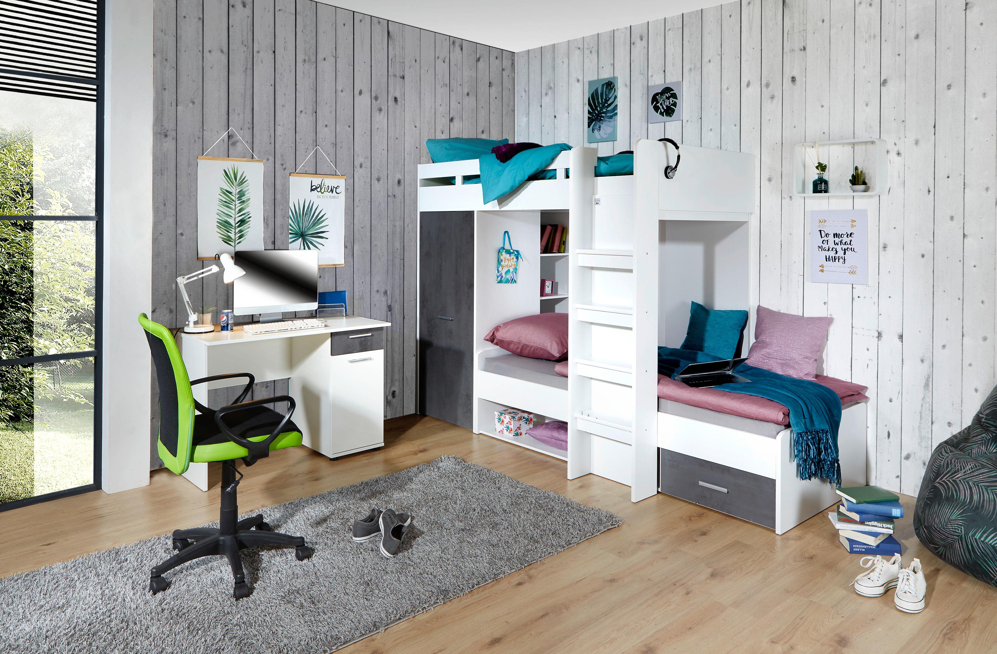 Poschodová posteľ Space Maxi, prírodné farby/sivá