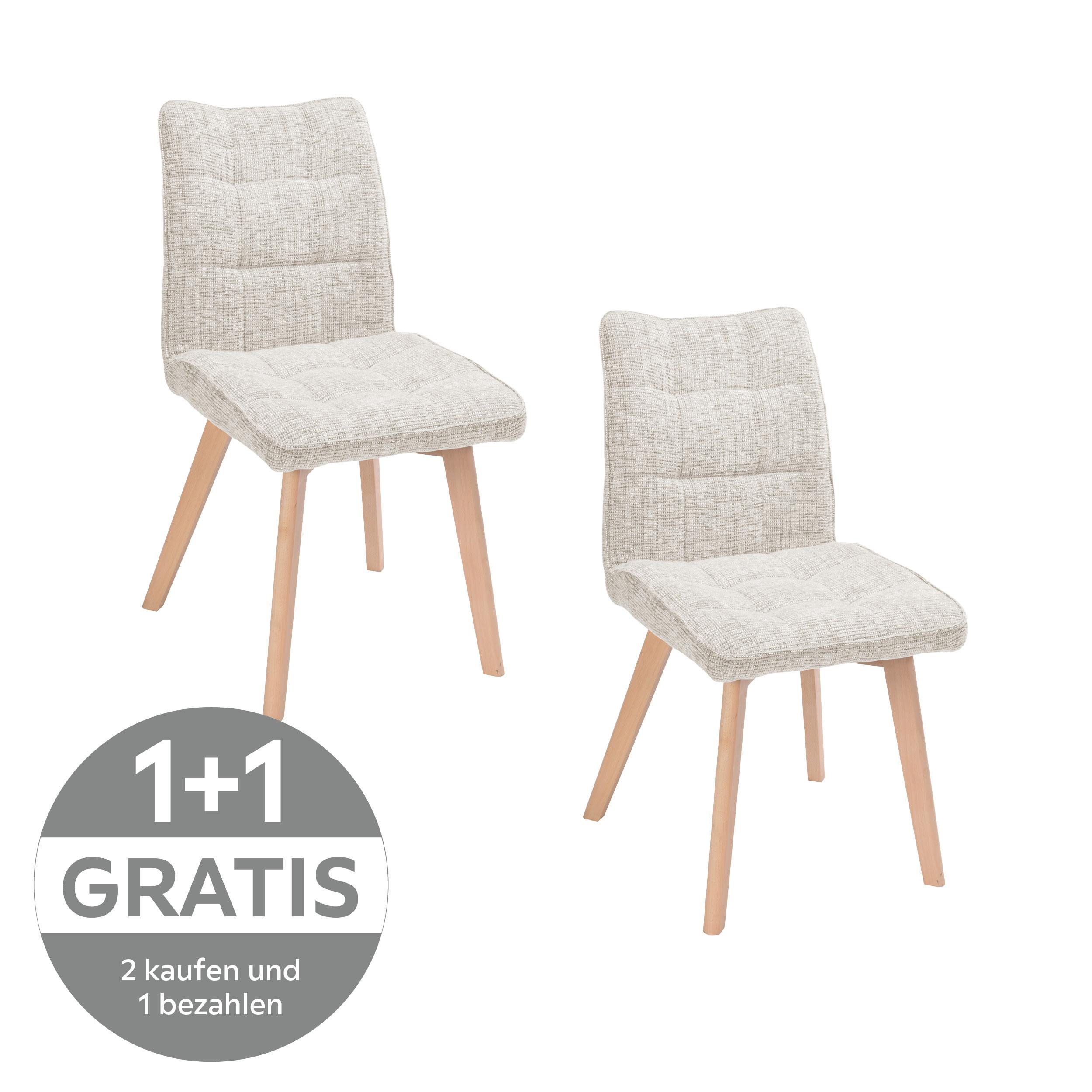 STUHL COLIN - Eichefarben/Beige, LIFESTYLE, Holz/Textil (45/88/62cm) - Livetastic
