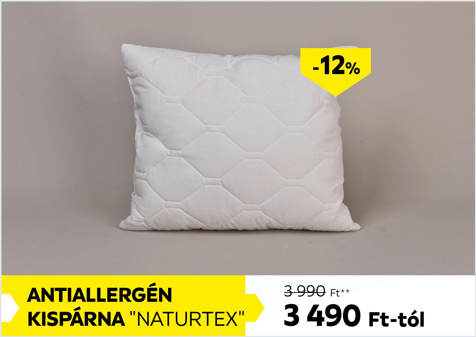Antiallergén kispárna NATURTEX 3990Forint helyett 3490Forint kedvezmény mértéke 12%