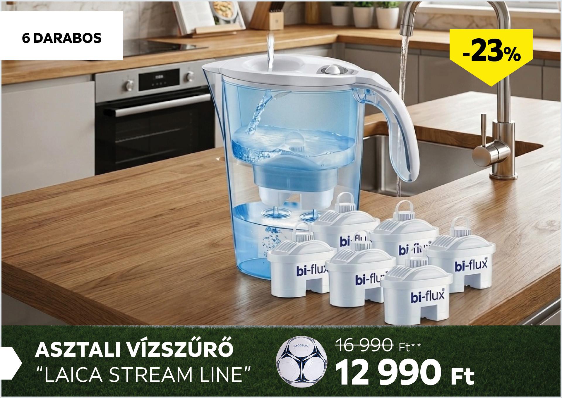 Asztali vízszűrő LAICA STREAM LINE 6 darabos 16990Forint helyett 12990Forint kedvezmény mértéke 23%