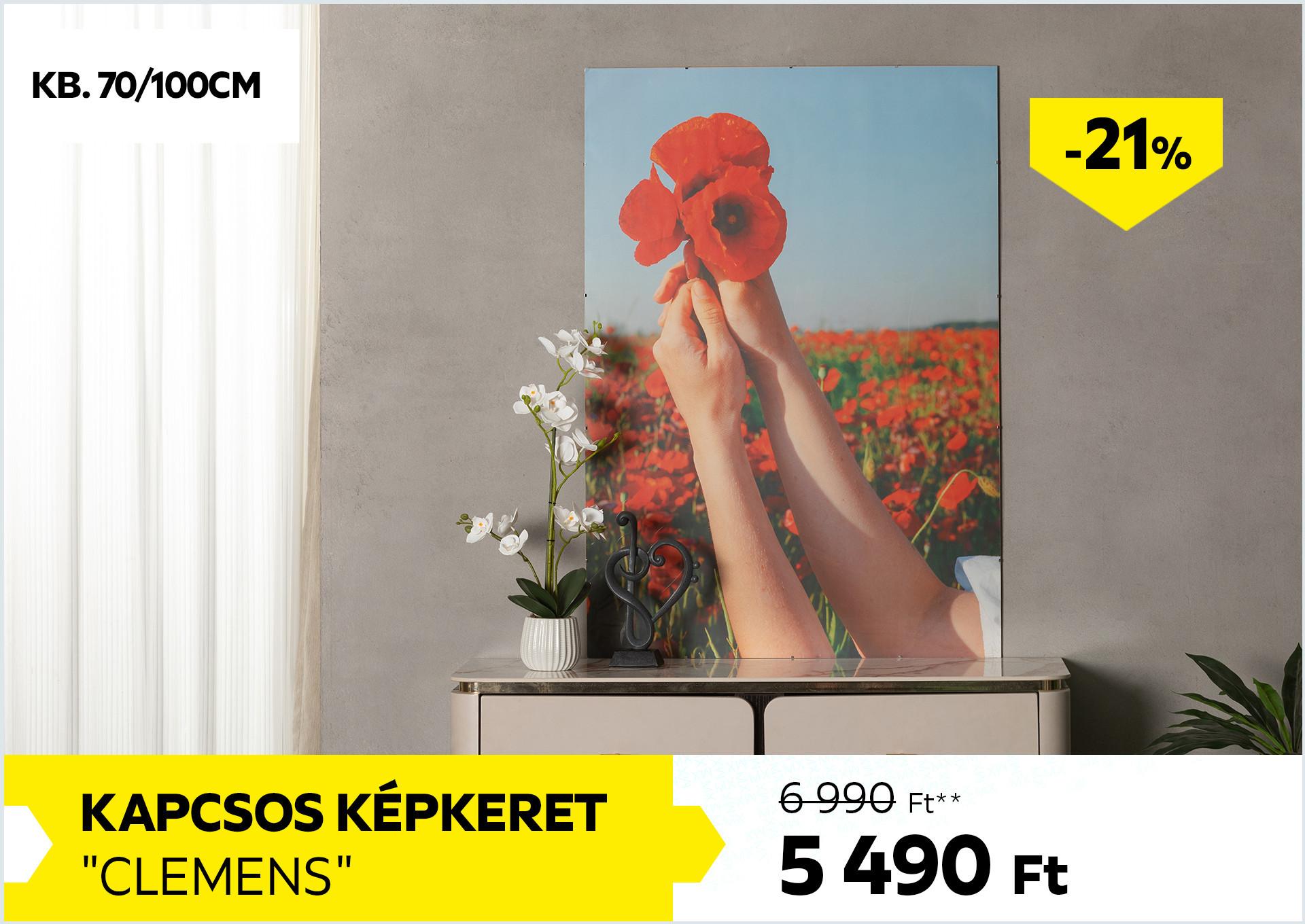 Kapcsos képkeret kb. 70/100cm CLEMENS 6990Forint helyett 5490Forint kedvezmény mértéke 21%