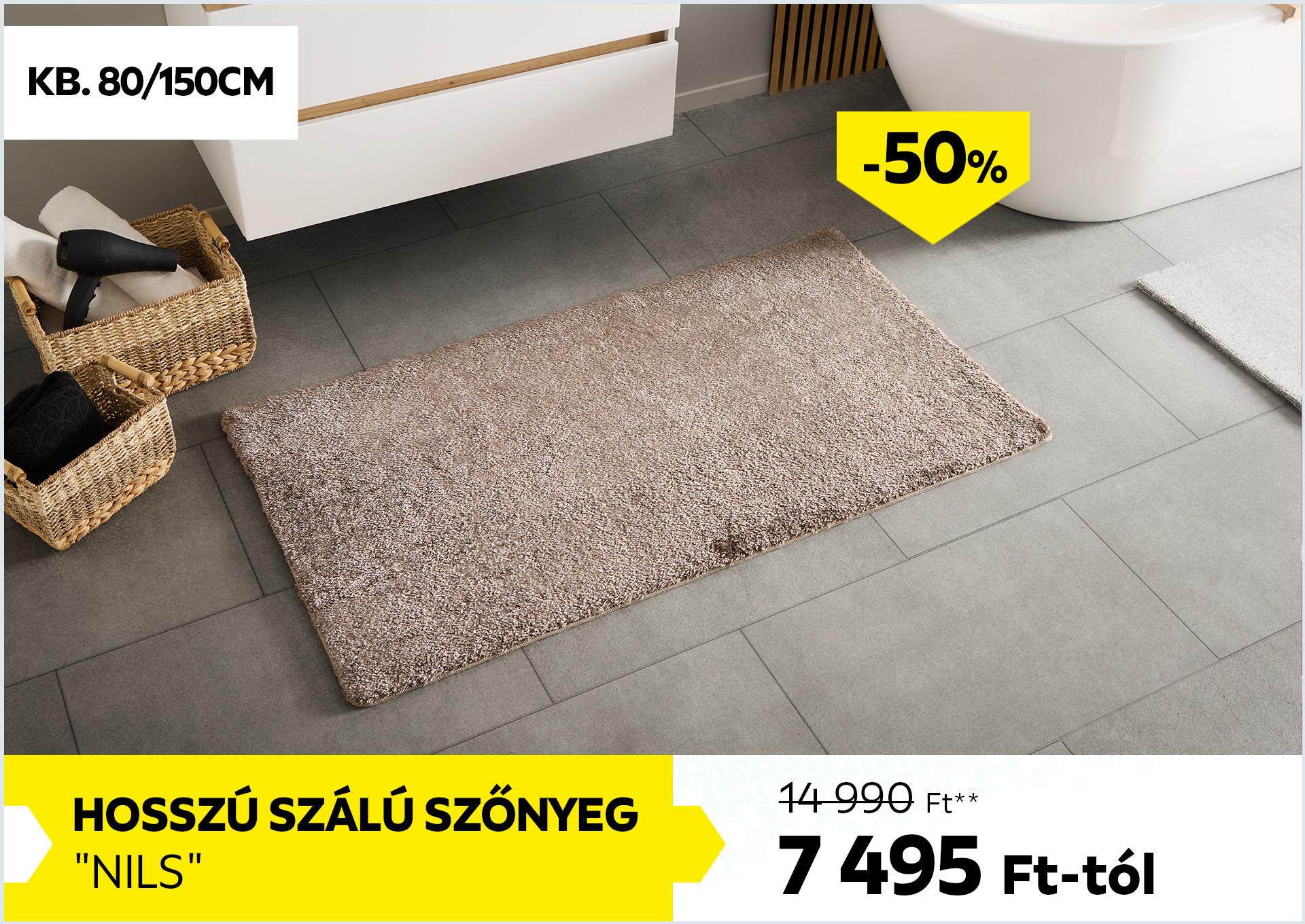 Hosszú szálú szőnyeg kb. 80/150cm NILS 14990Forint helyett 7495Forint kedvezmény mértéke 50%