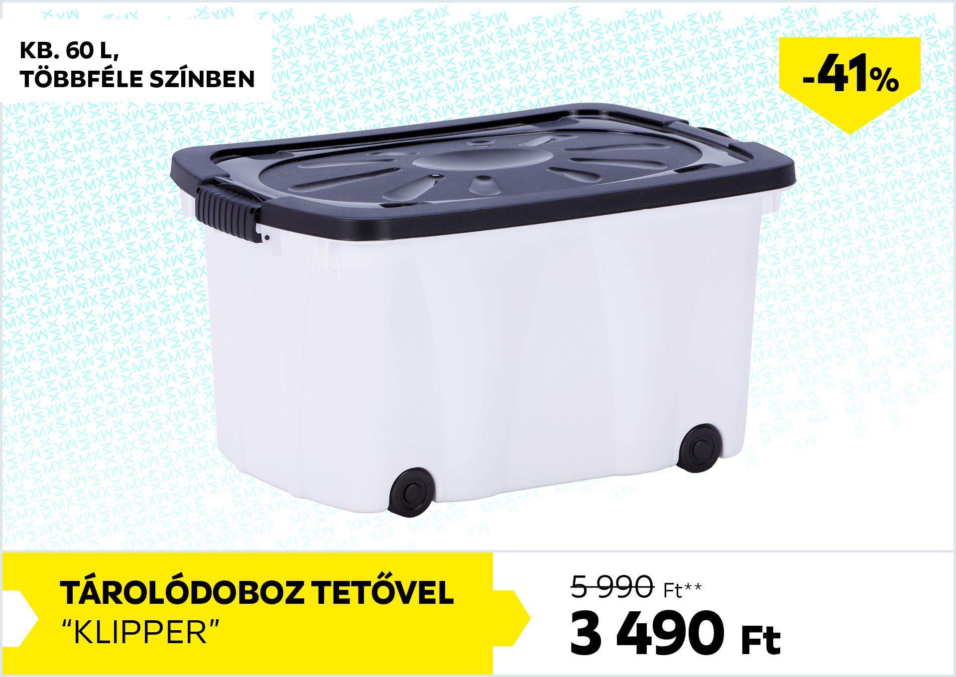 Tárolódoboz tetővel kb. 60l KLIPPER 5990Forint helyett 3490Forint kedvezmény mértéke 41%