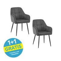 Armlehnstuhl Mira Webstoff Dunkelgrau, B: 58 cm - Dunkelgrau/Schwarz, KONVENTIONELL, Textil/Metall (58/88/63cm) - MID.YOU