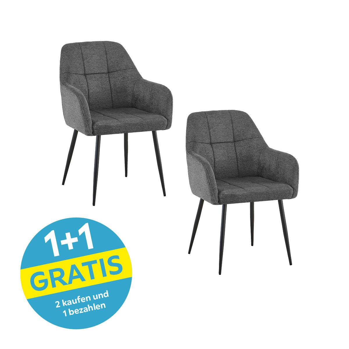 Armlehnstuhl Mira Webstoff Dunkelgrau, B: 58 cm
