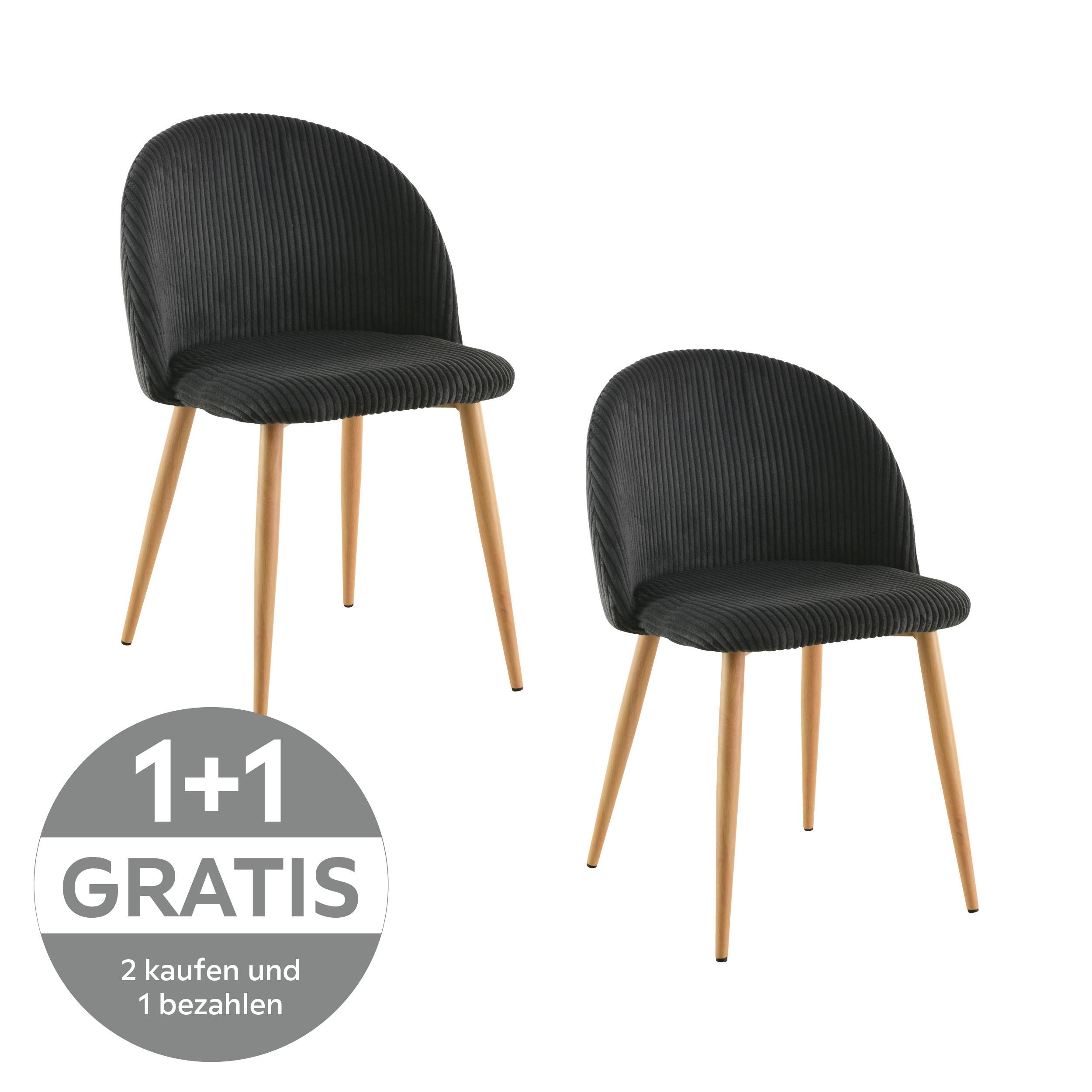 Stuhl Emilio - Eichefarben/Schwarz, LIFESTYLE, Holz/Textil (51/78/52cm) - Livetastic