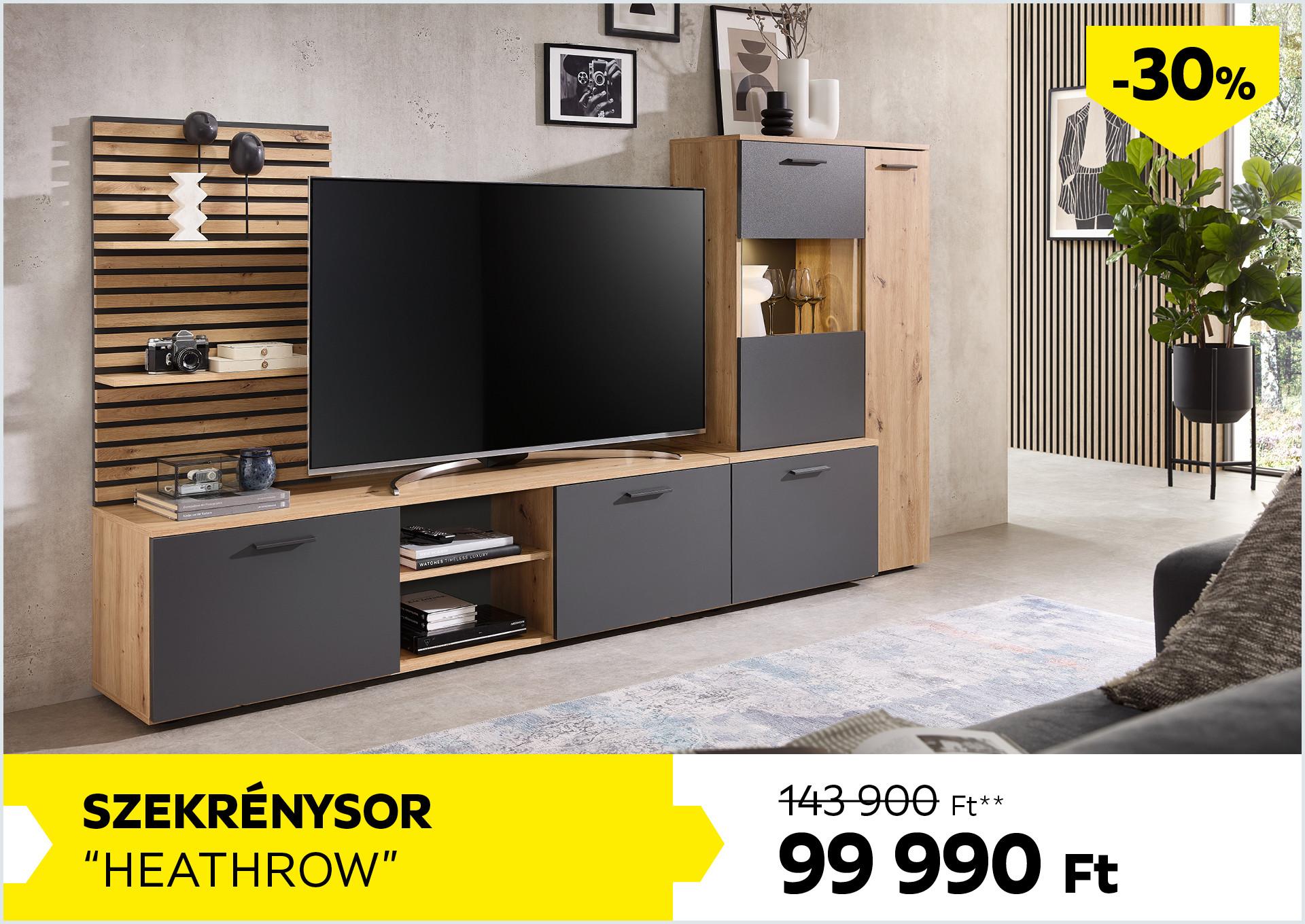 Szekrénysor Heathrow 143900Forint helyett 99990Forint kedvezmény mértéke 30%
